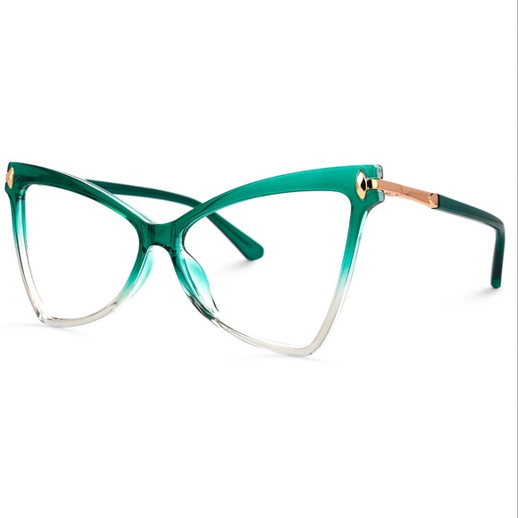 ZEELOOL-5.00 Prescription Kelly Green Ombré Large Frame Fashion Glasses - Picture 2 of 6